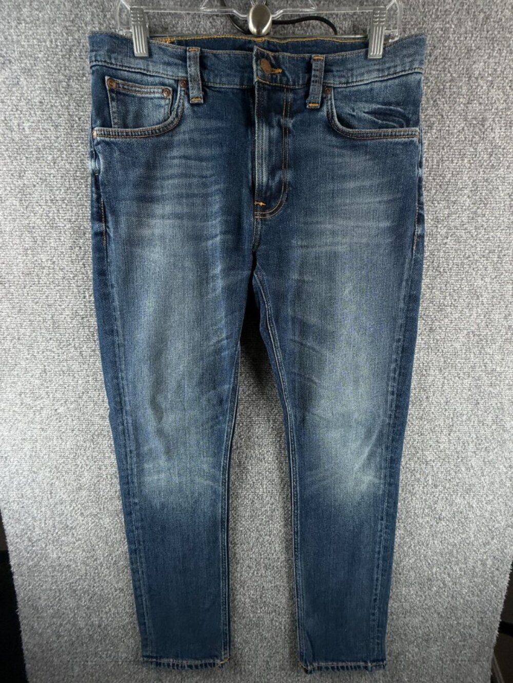 Nudie Jeans Men Denim Jeans Lean Dean Deep Dark Indigo Cotton Blend ACTL 31X29